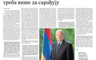 President Armen Sarkissian’s Interview to the Serbian newspaper Politika