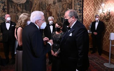 I am convinced that this future-oriented visit will open a new page in our historical relations. State dinner in Italy in honour of President of Armenia Armen Sarkissian and his wife Nouneh Sarkissian